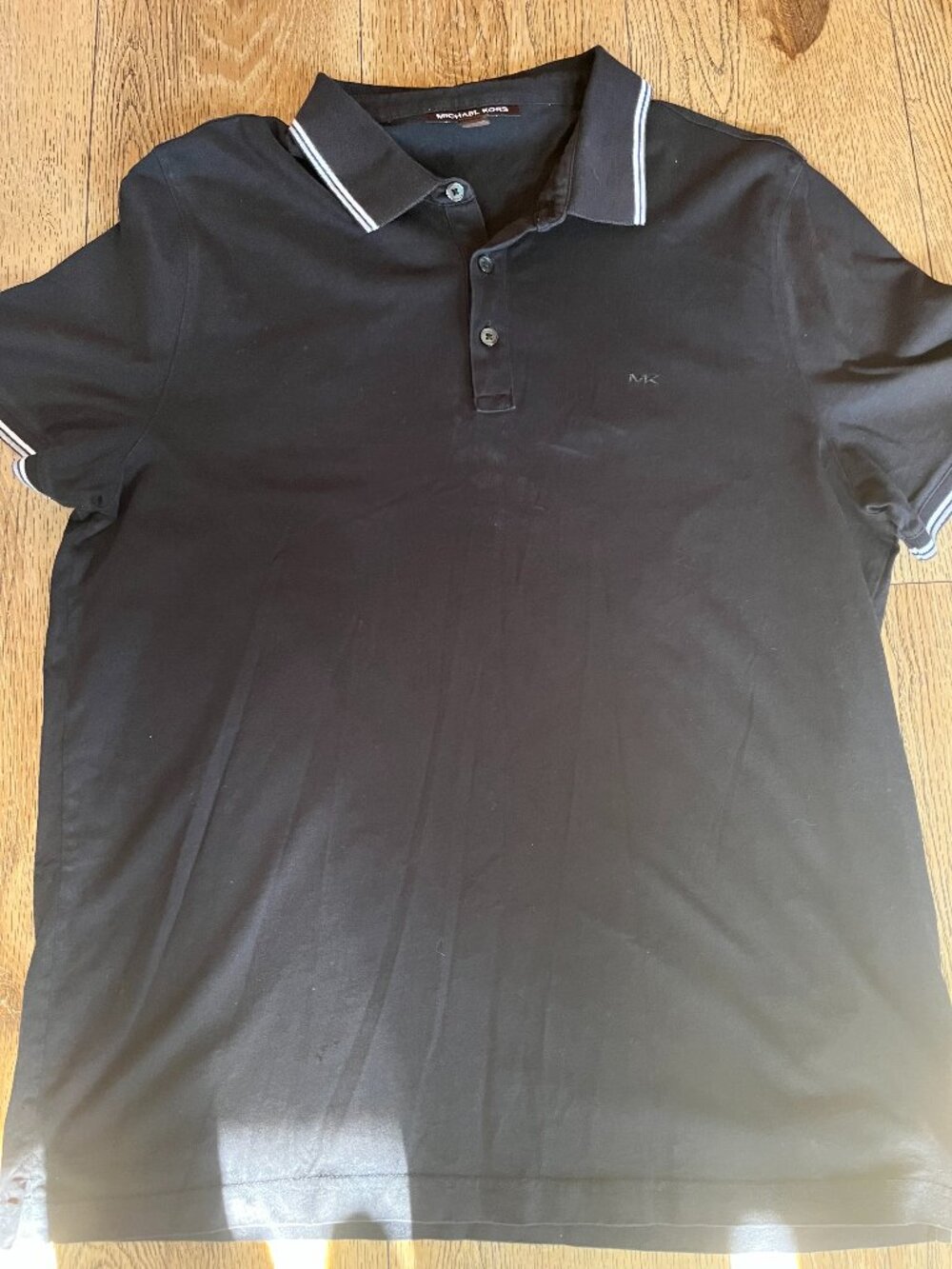 Michael Kors mens polo shirt large short sleeve  EUC cotton black/white